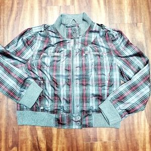 PINK SOUP BRAND WOMEN'S BOMBER JACKET GREY& MAROON XL